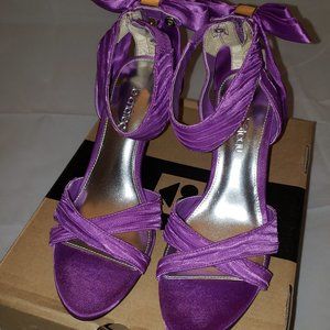 Le Chateau Purple Satin & Silver Heels